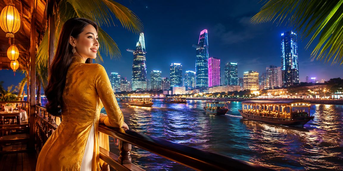 Người chơi cá cược thể thao tại Mekong trong trang phục áo dài
